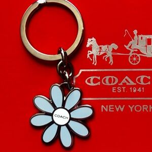 Coach Light Blue Daisy Keyring Charm